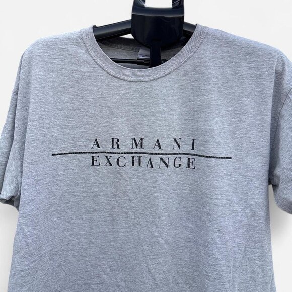 Armani Exchange T-Shirt Spellout Logo Made in Usa Heather Gray Size L - Picture 1 of 6